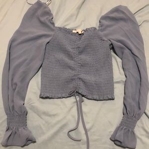 NEVER WORN Blue off the shoulder FashionNova blouse